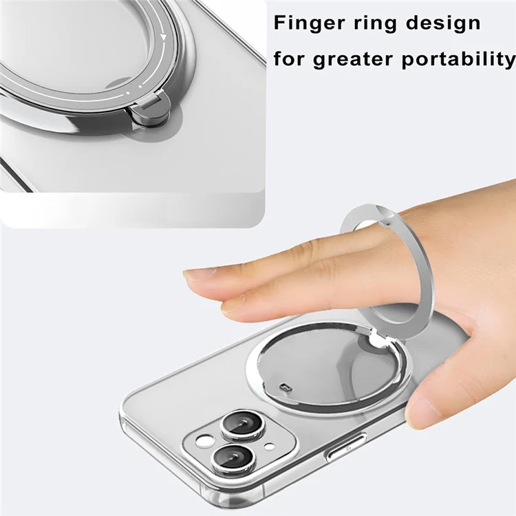 PC+TPU Phone Case for iPhone 12 Pro 6.1 inch Rotating Kickstand Phone Cover Shockproof Case Compatible with MagSafe - Silver