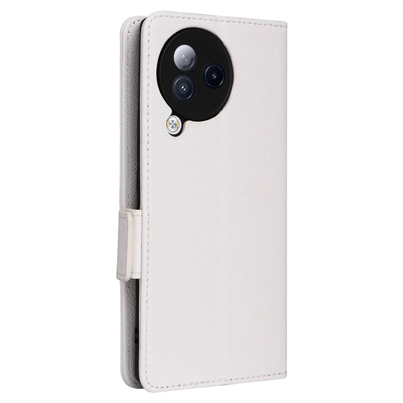 For Xiaomi Civi 3 5G Wallet Case PU Leather Litchi Texture Stand Protective Cover with Hand  Strap - White