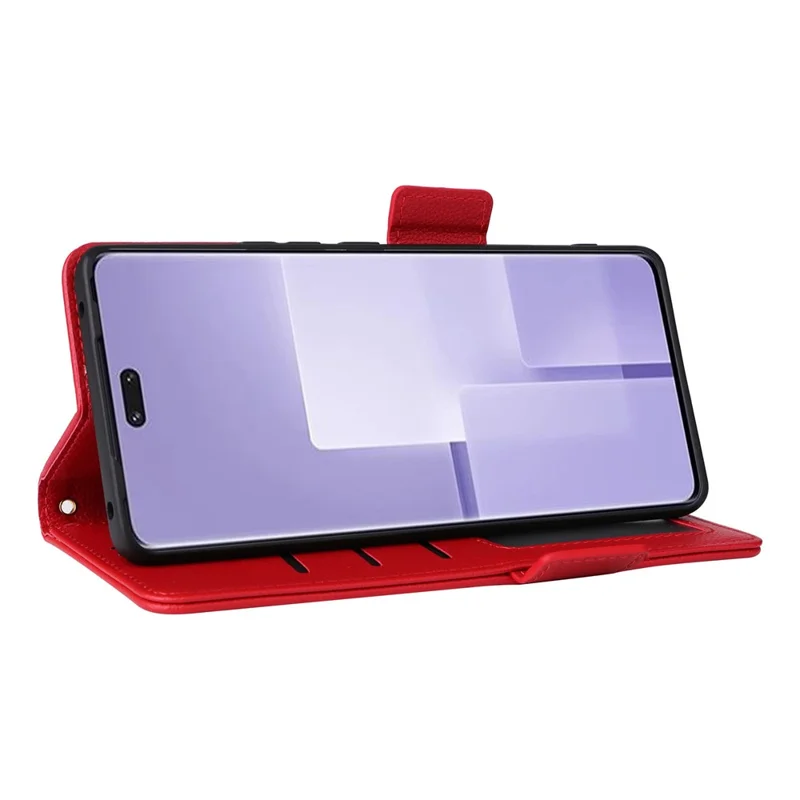 For Xiaomi Civi 3 5G Wallet Case PU Leather Litchi Texture Stand Protective Cover with Hand  Strap - Red