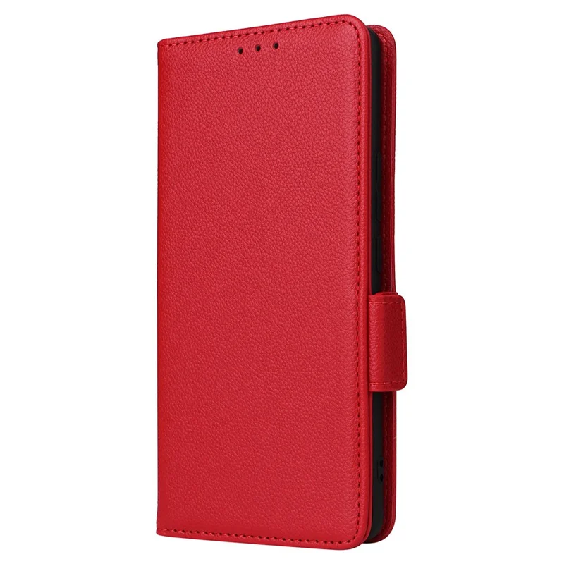For Xiaomi Civi 3 5G Wallet Case PU Leather Litchi Texture Stand Protective Cover with Hand  Strap - Red