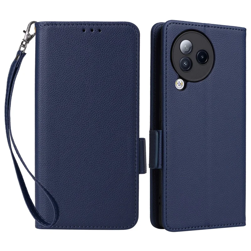 Per Xiaomi Civi 3 5G Portafoglio Cover in Pelle PU Texture Litchi Stand Custodia Protettiva con Cinturino - Blu Scuro