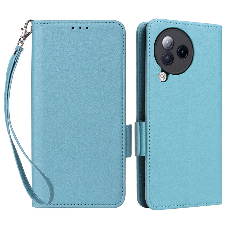 For Xiaomi Civi 3 5G Wallet Case PU Leather Litchi Texture Stand Protective Cover with Hand  Strap - Baby Blue