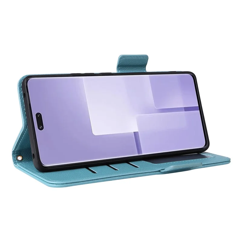 For Xiaomi Civi 3 5G Wallet Case PU Leather Litchi Texture Stand Protective Cover with Hand  Strap - Baby Blue