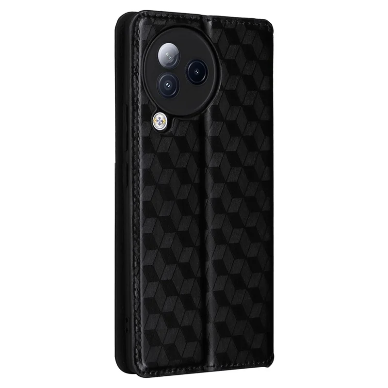 For Xiaomi Civi 3 5G Rhombus Imprinted Stand Case PU Leather Wallet Phone Cover - Black