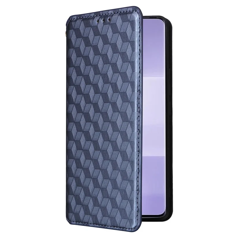 Pour Xiaomi Civi 3 5G Rhombus Imprinted Stand Case PU Leather Wallet Phone Cover - Blue