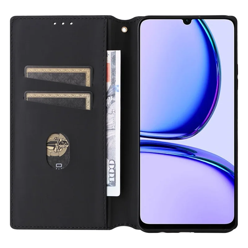 For Realme C53 (Global) / C53 (India) / C51 / Note 50 4G / Narzo N53 4G Rhombus Imprinted Shell PU Leather Wallet Stand Phone Case - Blue