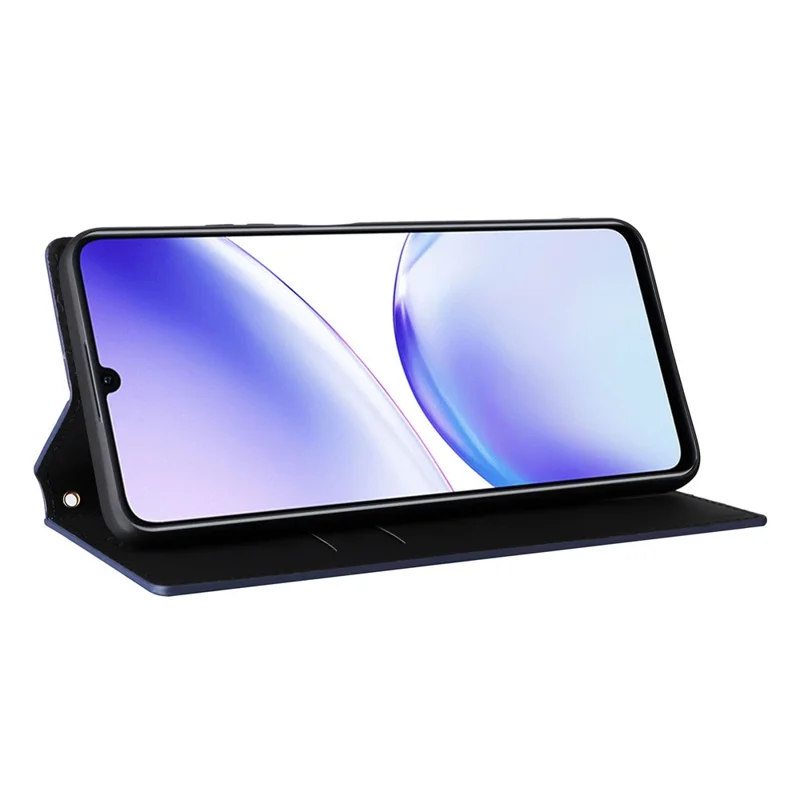 For Realme C53 (Global) / C53 (India) / C51 / Note 50 4G / Narzo N53 4G Rhombus Imprinted Shell PU Leather Wallet Stand Phone Case - Blue