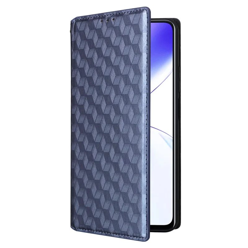 For Realme C53 (Global) / C53 (India) / C51 / Note 50 4G / Narzo N53 4G Rhombus Imprinted Shell PU Leather Wallet Stand Phone Case - Blue