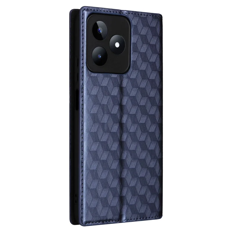 For Realme C53 (Global) / C53 (India) / C51 / Note 50 4G / Narzo N53 4G Rhombus Imprinted Shell PU Leather Wallet Stand Phone Case - Blue
