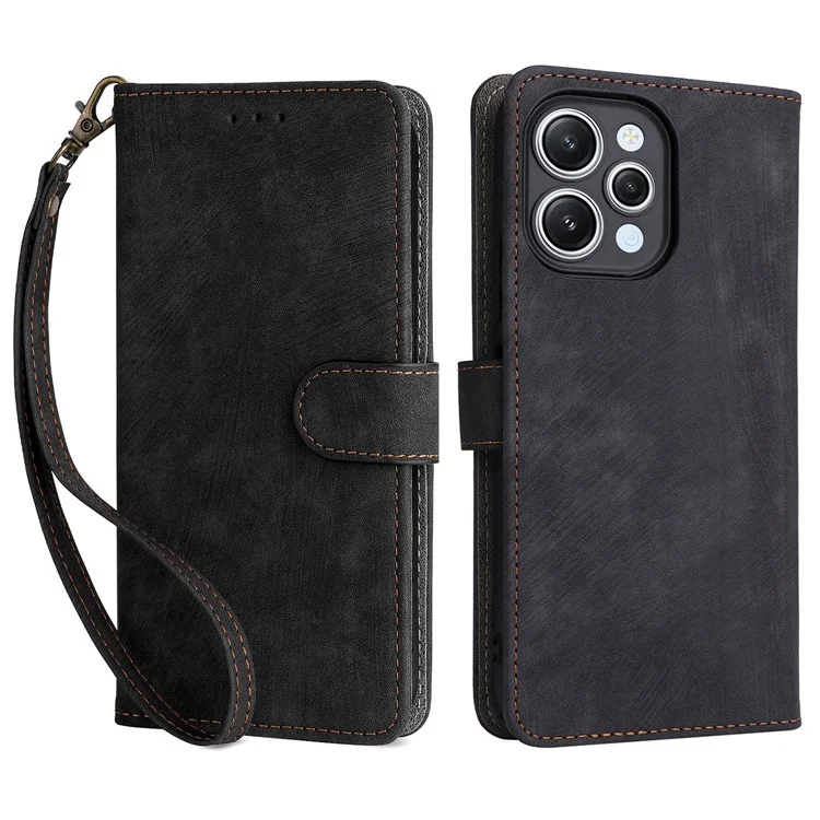For Xiaomi Redmi 12 4G / 12 5G (Global) / Note 12R 5G / Poco M6 Pro 5G RFID Blocking Wallet Stand Cover Anti-drop Leather Phone Case - Black
