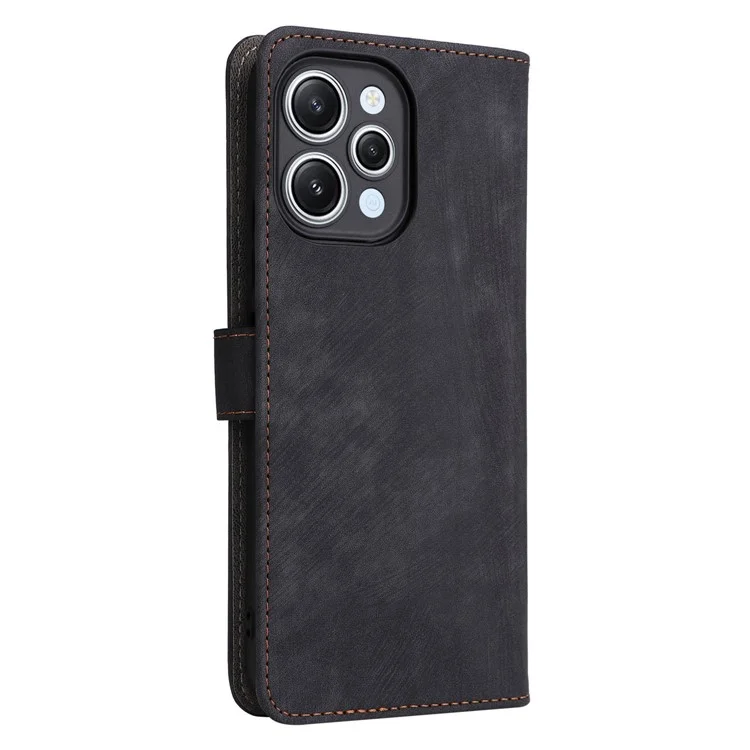 For Xiaomi Redmi 12 4G / 12 5G (Global) / Note 12R 5G / Poco M6 Pro 5G RFID Blocking Wallet Stand Cover Anti-drop Leather Phone Case - Black