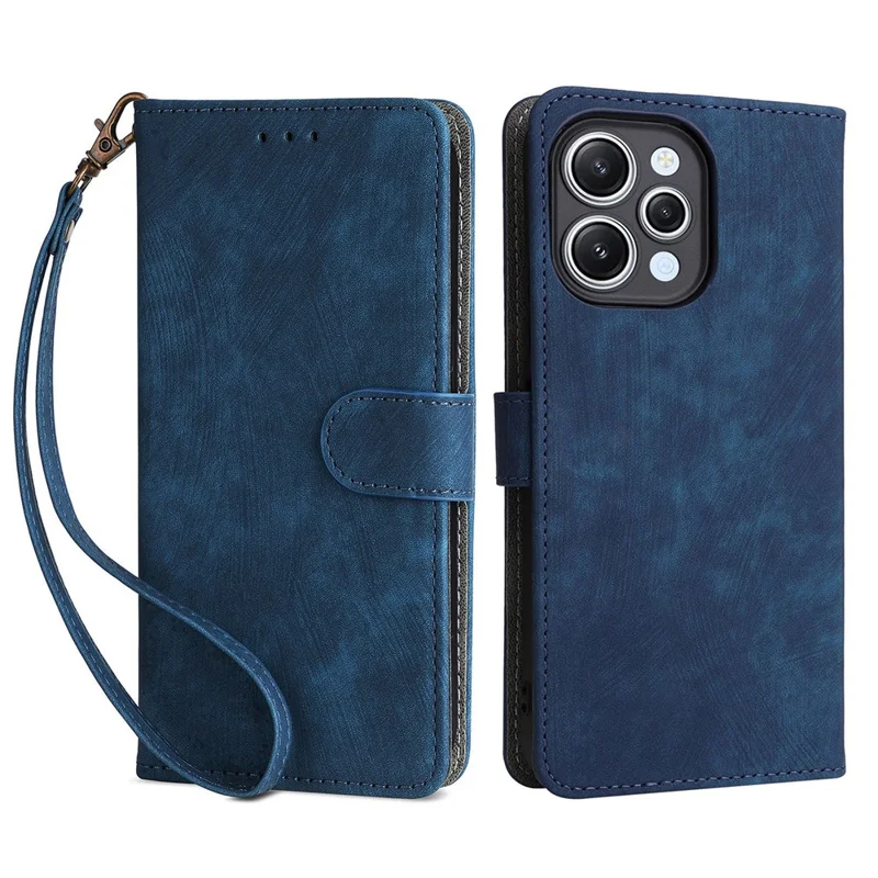 For Xiaomi Redmi 12 4G / 12 5G (Global) / Note 12R 5G / Poco M6 Pro 5G RFID Blocking Wallet Stand Cover Anti-drop Leather Phone Case - Blue