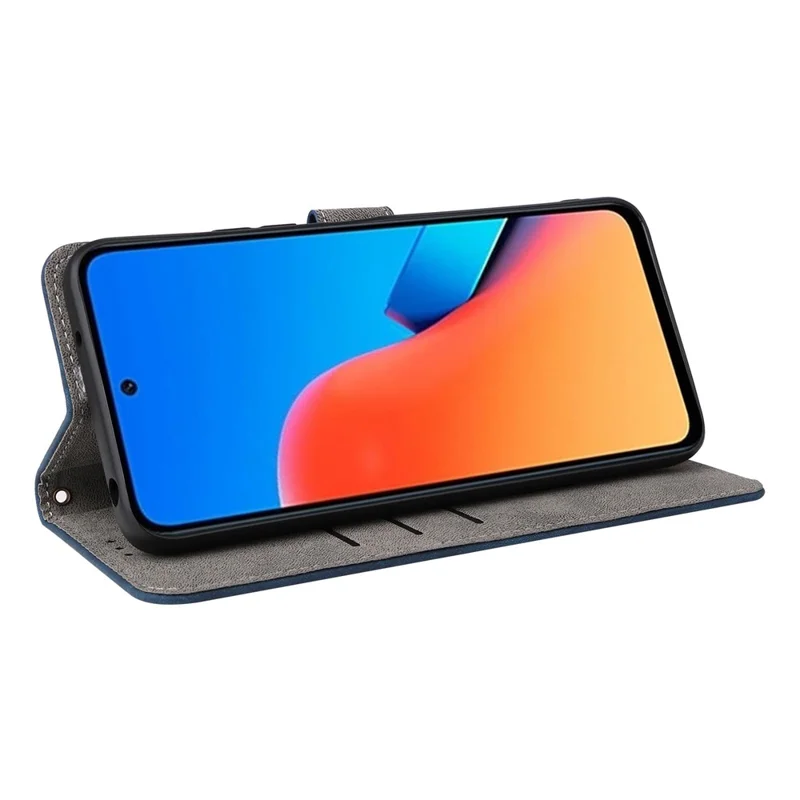 For Xiaomi Redmi 12 4G / 12 5G (Global) / Note 12R 5G / Poco M6 Pro 5G RFID Blocking Wallet Stand Cover Anti-drop Leather Phone Case - Blue