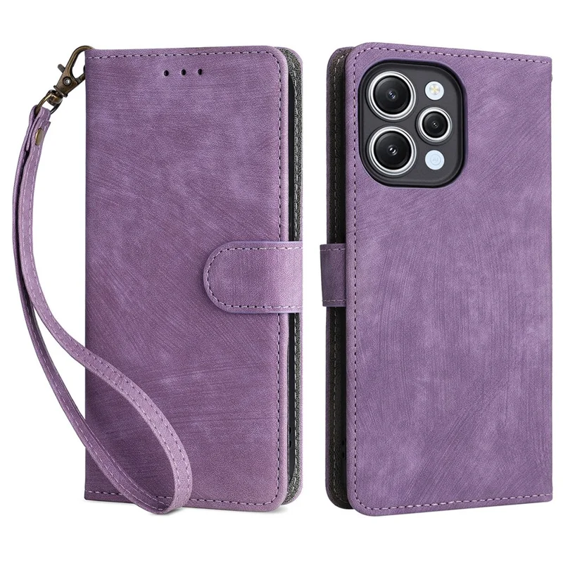 For Xiaomi Redmi 12 4G / 12 5G (Global) / Note 12R 5G / Poco M6 Pro 5G RFID Blocking Wallet Stand Cover Anti-drop Leather Phone Case - Purple