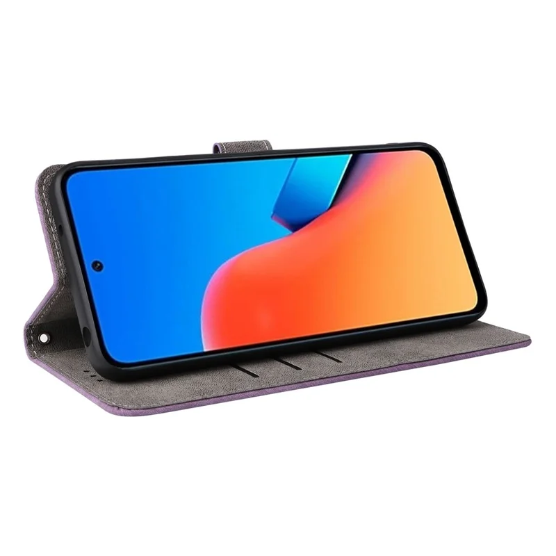 For Xiaomi Redmi 12 4G / 12 5G (Global) / Note 12R 5G / Poco M6 Pro 5G RFID Blocking Wallet Stand Cover Anti-drop Leather Phone Case - Purple