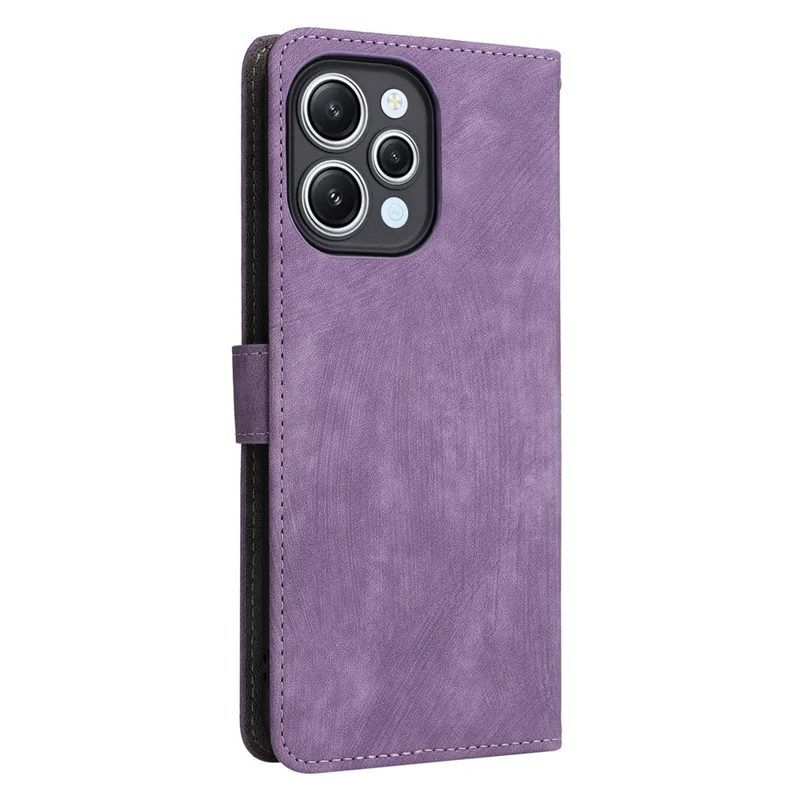 For Xiaomi Redmi 12 4G / 12 5G (Global) / Note 12R 5G / Poco M6 Pro 5G RFID Blocking Wallet Stand Cover Anti-drop Leather Phone Case - Purple