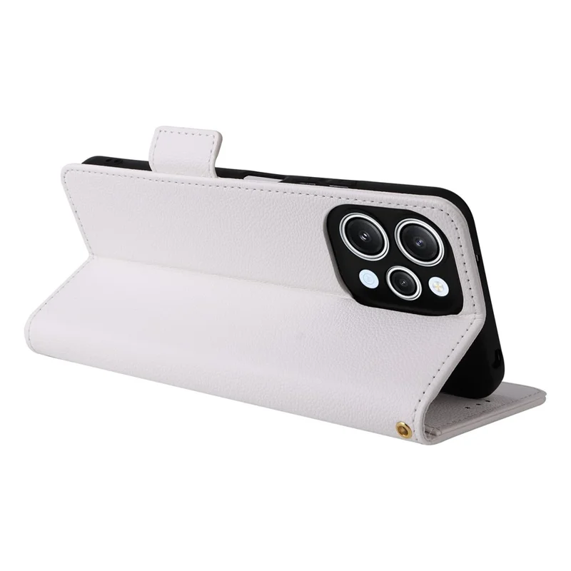 For Xiaomi Redmi 12 4G / 12 5G (Global) / Note 12R 5G / Poco M6 Pro 5G Litchi Texture Stand Phone Case Anti-fall PU Leather Wallet Cover - White