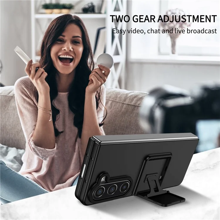 Para Samsung Galaxy Z Fold5 5G Kickstand Phone Case à prova de queda Capa rígida de PC - Preto