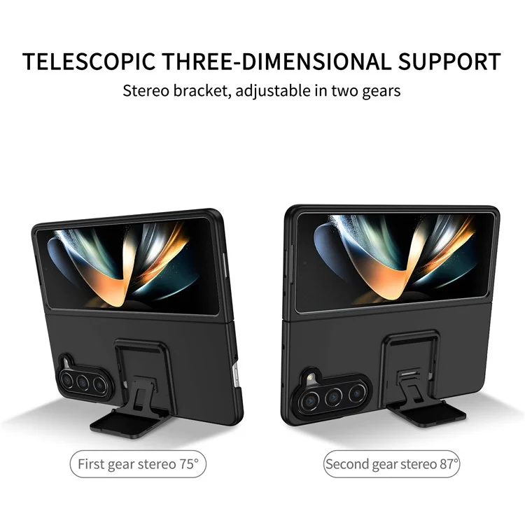 Para Samsung Galaxy Z Fold5 5G Kickstand Phone Case à prova de queda Capa rígida de PC - Preto