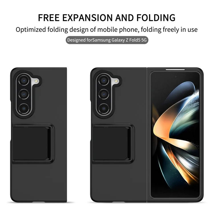 Para Samsung Galaxy Z Fold5 5G Kickstand Phone Case à prova de queda Capa rígida de PC - Preto