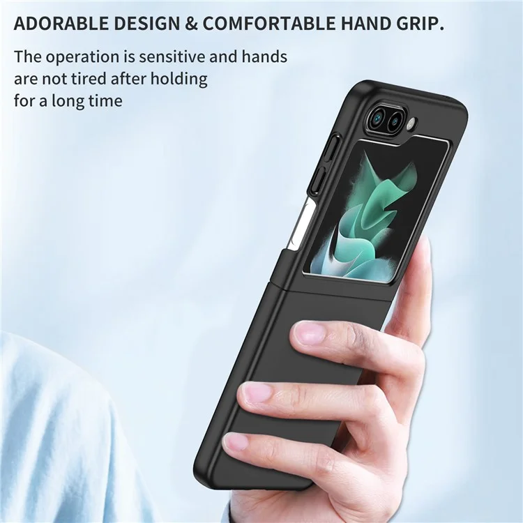 For Samsung Galaxy Z Flip5 5G Shockproof Hard PC Cover Folding Phone Protective Case - Black