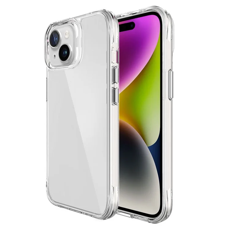 For iPhone 15 Plus / 14 Plus Drop Protection PC + TPU Cell Phone Cover HD Transparent Phone Case