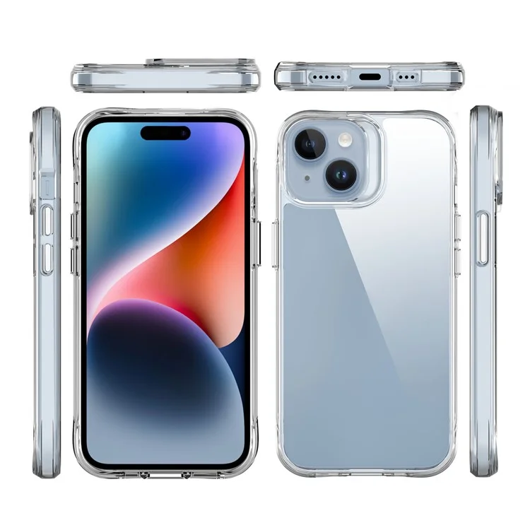 For iPhone 15 Plus / 14 Plus Drop Protection PC + TPU Cell Phone Cover HD Transparent Phone Case