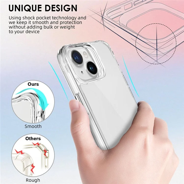 For iPhone 15 Plus / 14 Plus Drop Protection PC + TPU Cell Phone Cover HD Transparent Phone Case