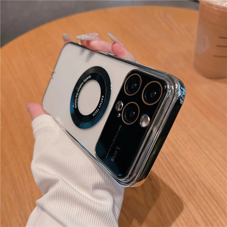 VOERO Pour iPhone 13 Pro Housse Anti-Rayures Bouchon Anti-Poussière TPU + Étui Téléphone en Verre Compatible avec MagSafe - Violet