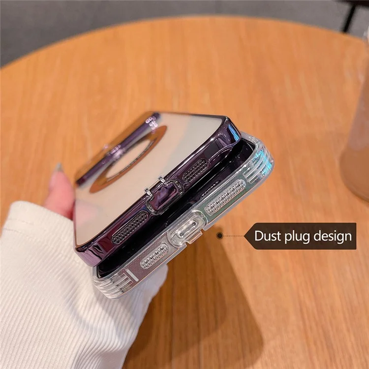 VOERO Clear Phone Case for iPhone 12 Pro Compatible with MagSafe TPU + Glass Phone Cover Shell - Purple