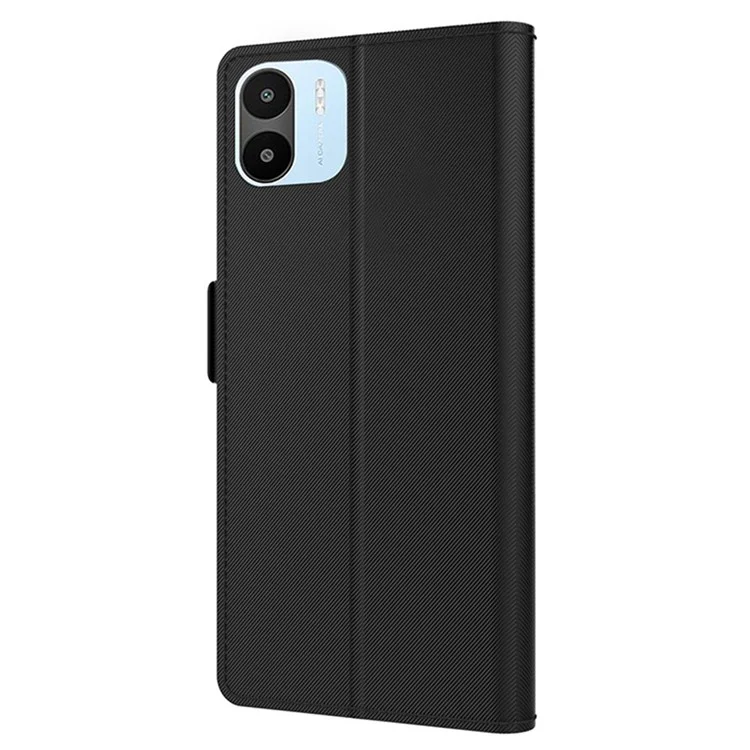 Para Xiaomi Redmi A1 / A2 4G Mirror Design Shockproof Phone Case Card Holder PU Leather+TPU Cover - Black