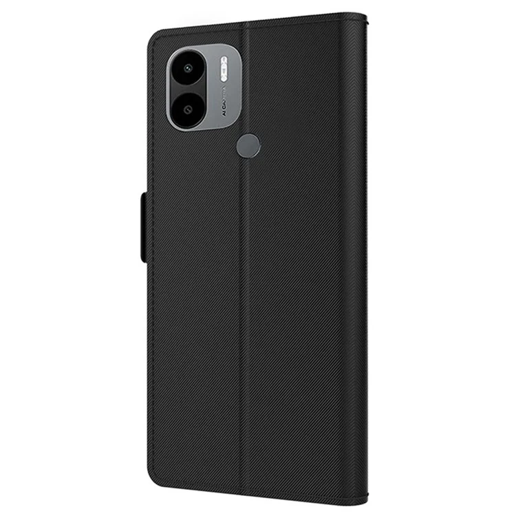 Per Xiaomi Poco C51 4G PU Custodia in pelle con supporto Card Holder Cover per telefono con specchio - Nero