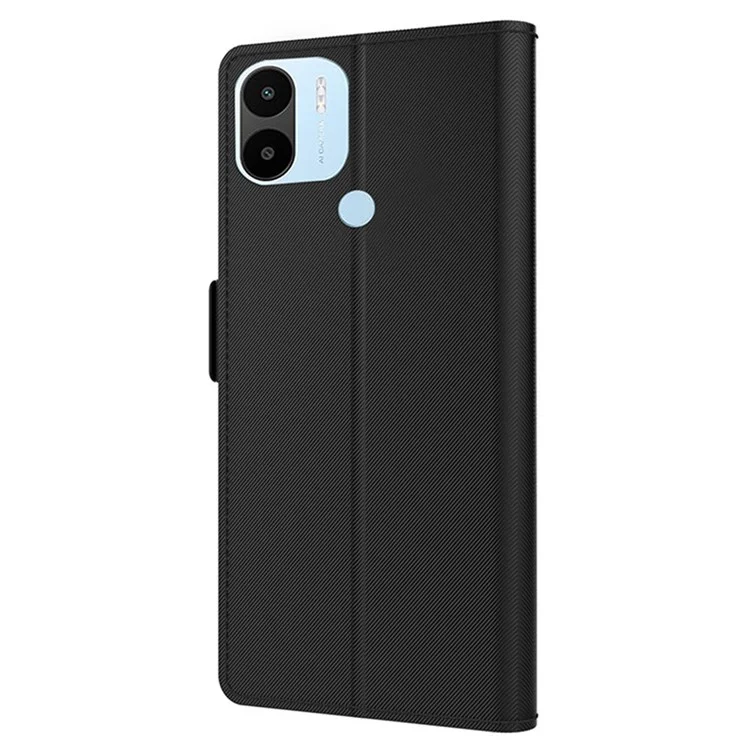 For Xiaomi Poco C50 / Redmi A1+ / A2+ Mirror Design PU Leather Stand Phone Case Card Slot Anti-drop Cover - Black