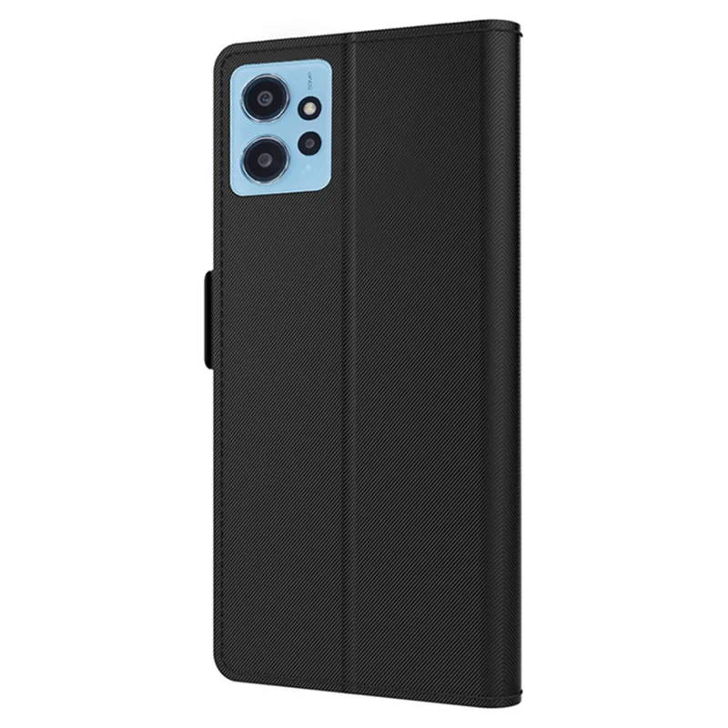 Silky Feeling Leather Case For Xiaomi Redmi Note 12 4G , Phone Stand Built-in Mirror Card Holder Shell Cover - Black