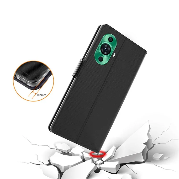 For Huawei nova 11 Ultra / nova 11 Pro PU Leather Phone Case Mirror Card Holder Mobile Phone Stand Cover - Black