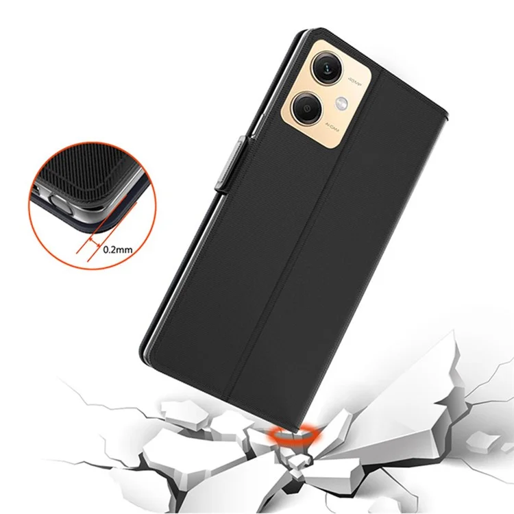 Para Xiaomi Redmi Note 12R Pro 5G Funda de teléfono móvil de diseño con espejo delgado y ajustado, con soporte y tarjetero - Negro