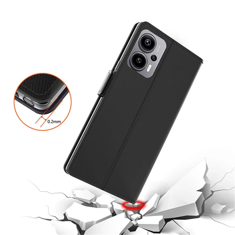 Para Xiaomi Redmi Note 12T Pro 5G / Note 11T Pro 5G / Note 11T Pro+ 5G / K50i 5G / Poco X4 GT 5G Funda de Teléfono de Cuero con Espejo y Soporte para Tarjetas - Negro
