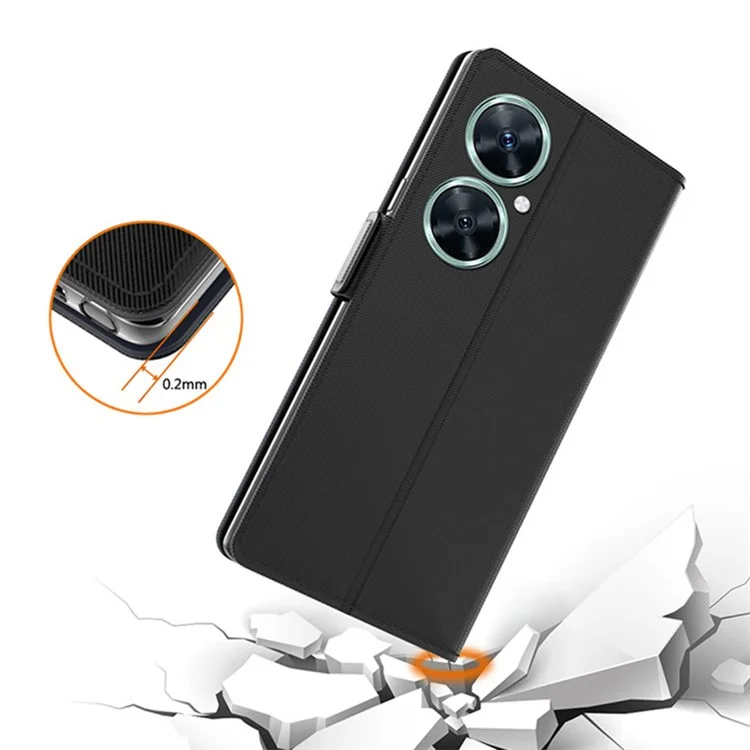 Pour Huawei nova 11i Étui de protection en cuir PU avec support et miroir - Noir