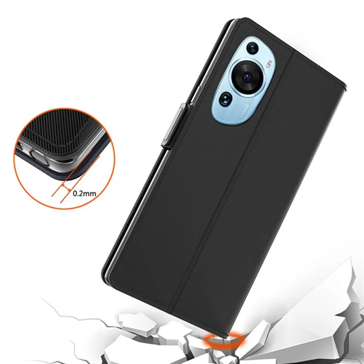 Для Huawei P60 Art Makeup Mirror Кожаный чехол для мобильного телефона Держатель для карт Подставка для мобильного телефона - Черный