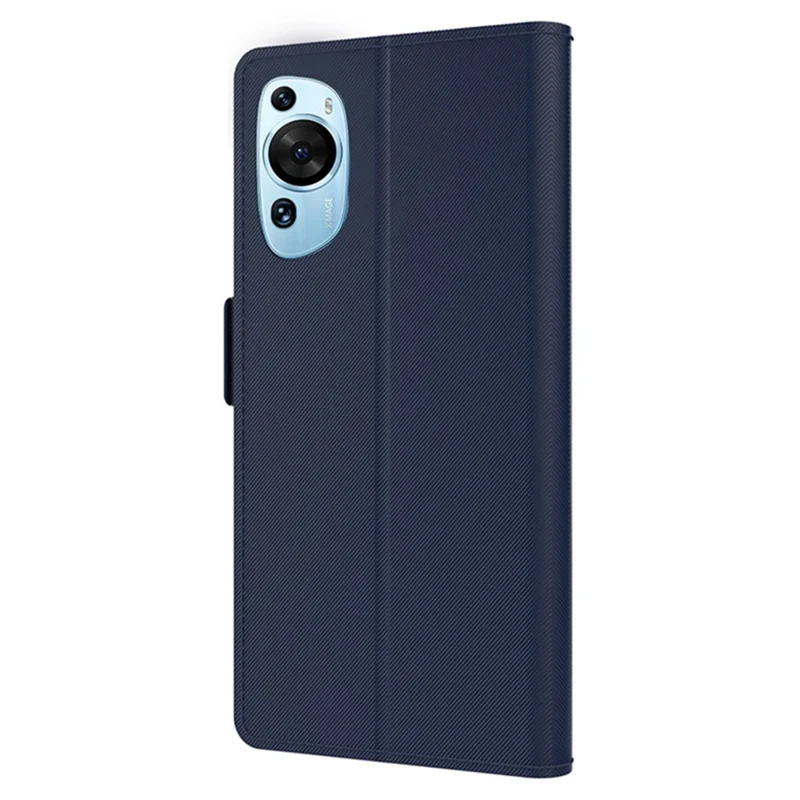 For Huawei P60 Art Makeup Mirror Leather Cell Phone Case Card Holder Cell Phone Stand Cover - Blue