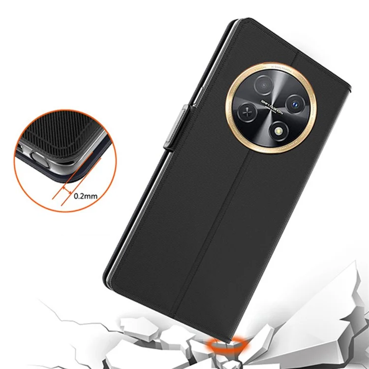 Para Huawei nova Y91 4G Anti-Scratch Leather Cell Phone Case Mirror Card Holder Smartphone Desk Stand Design Cover - Negro