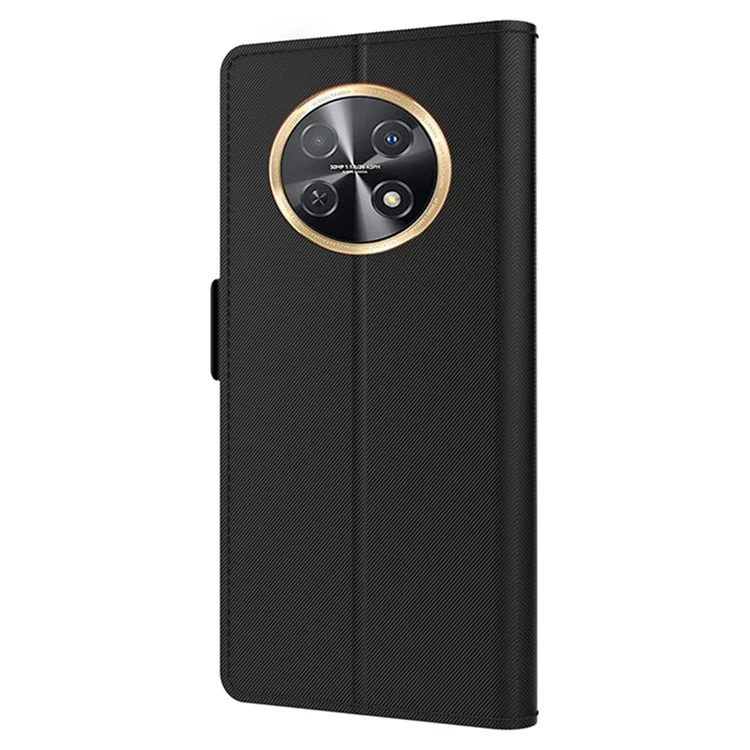 Para Huawei nova Y91 4G Anti-Scratch Leather Cell Phone Case Mirror Card Holder Smartphone Desk Stand Design Cover - Negro