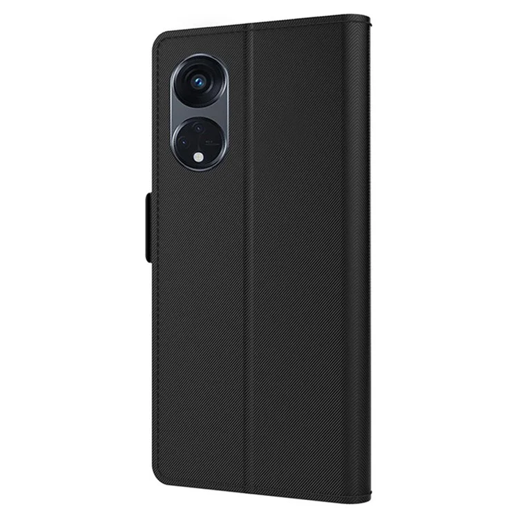 PU-Leder + TPU-Handyhülle für Oppo Reno8 T 5G / A1 Pro 5G, Handyhülle mit Spiegelkartenhalter und Ständer - Schwarz