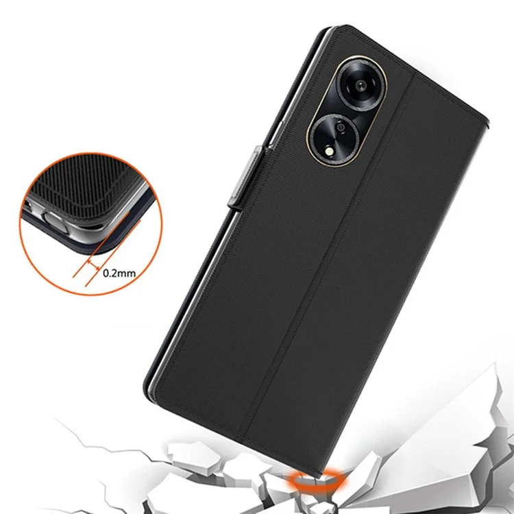 Para Oppo A1 5G Flip Design PU Leather Phone Shell Anti-Scratch Cell Phone Case Mirror Card Holder Supporting Stand Cover - Negro