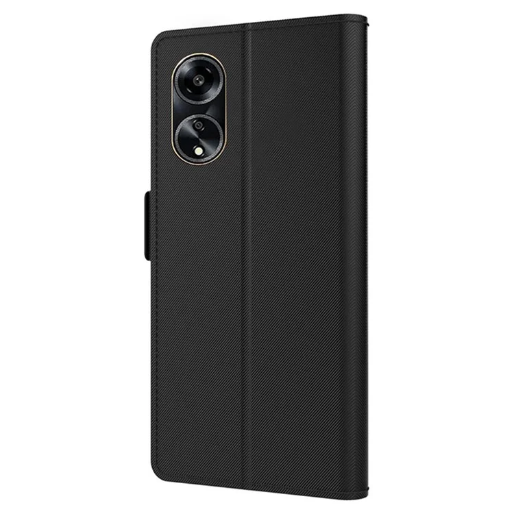 Para Oppo A1 5G Flip Design PU Leather Phone Shell Anti-Scratch Cell Phone Case Mirror Card Holder Supporting Stand Cover - Negro