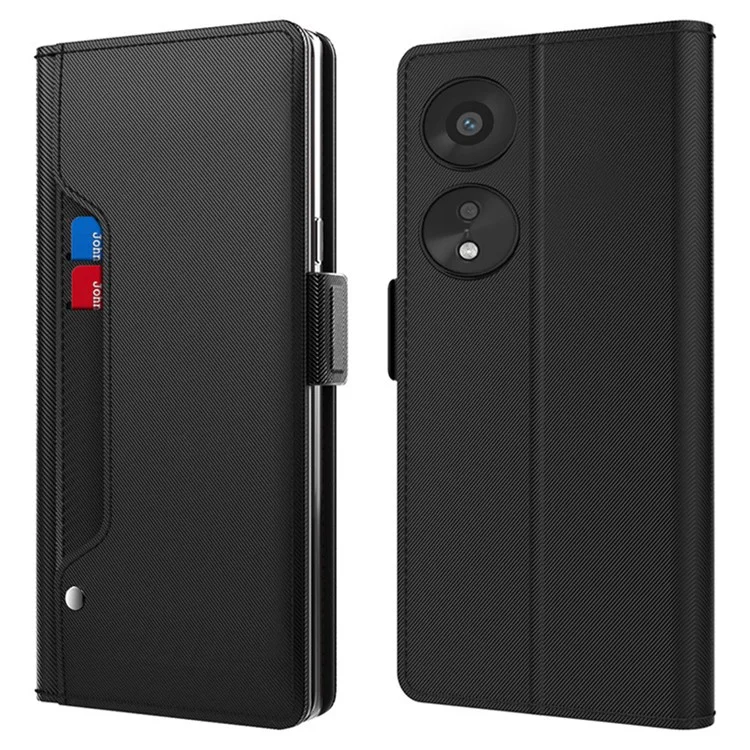 Custodia per telefono cellulare in pelle PU per Oppo A78 5G, con supporto e porta-carte integrato - Nero