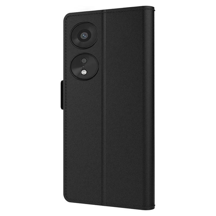 Custodia per telefono cellulare in pelle PU per Oppo A78 5G, con supporto e porta-carte integrato - Nero