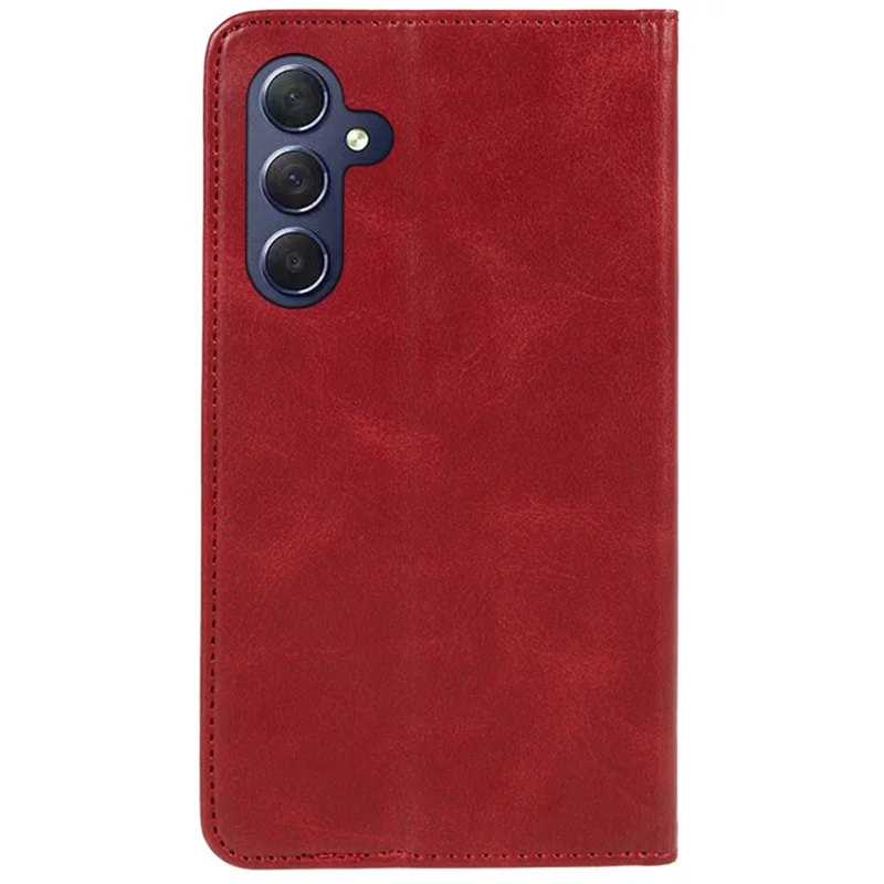 For Samsung Galaxy A25 5G (Global) (161.0 x 76.5 x 8.3mm) Wallet Calf Texture Phone Case Shockproof PU Leather Shell Flip Stand Cover - Red