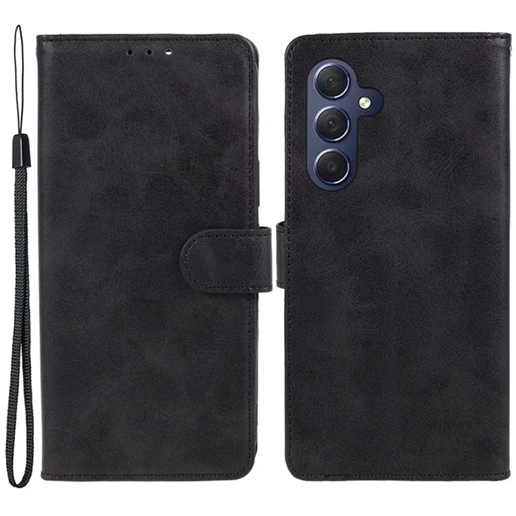 Pour Samsung Galaxy A25 5G (Global) (161,0 x 76,5 x 8,3 mm) Anti-Scratch Flip Stand PU Leather Cover Wallet Calf Texture Phone Case - Noir