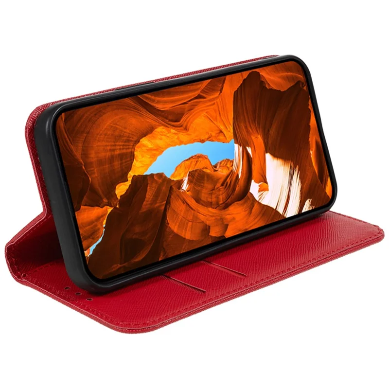 For Samsung Galaxy A25 5G (Global) (161.0 x 76.5 x 8.3mm) Wallet Phone Shell Cross Texture PU Leather Shockproof Flip Stand Phone Case - Red